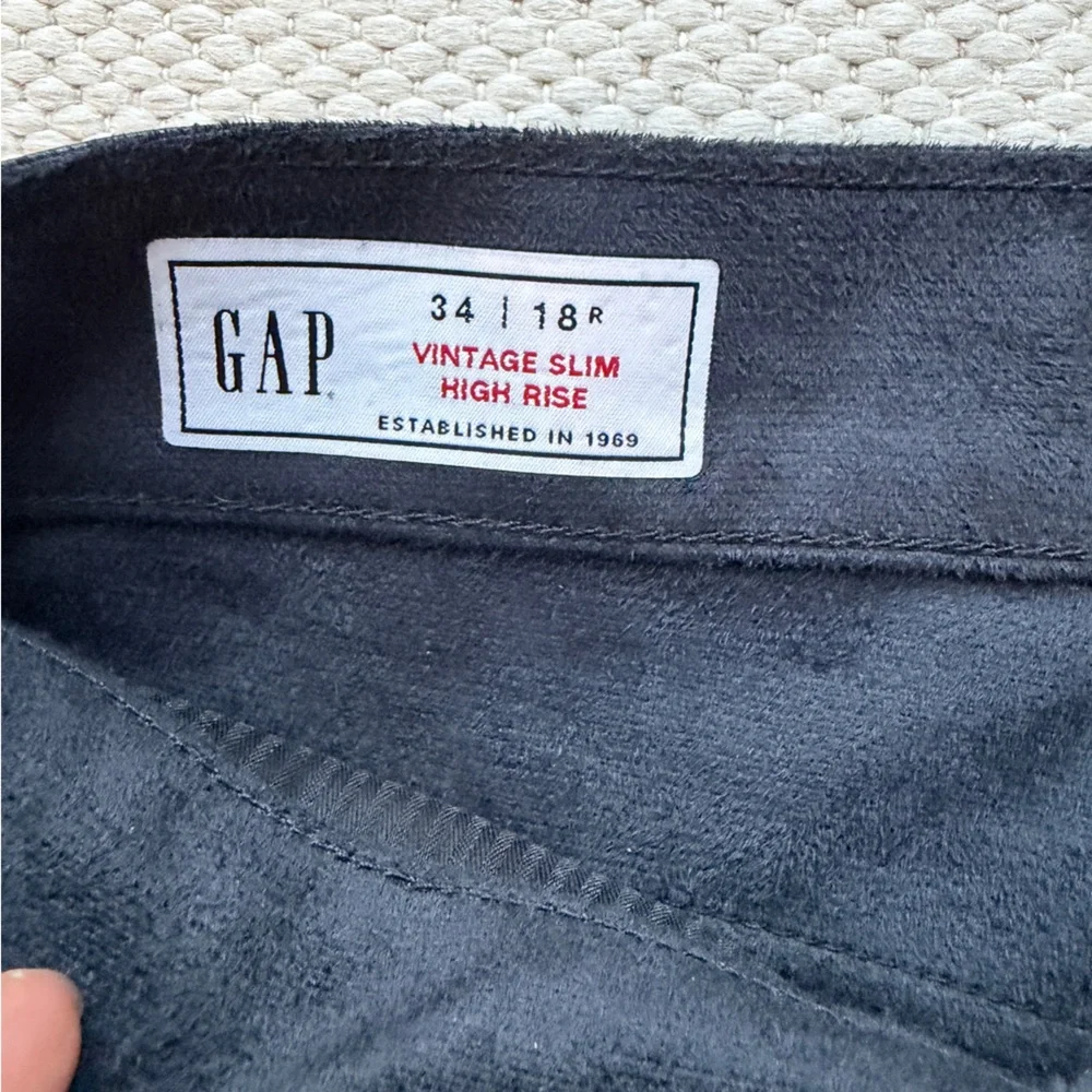 Gap Black Faux Leather Vintage Slim‎ High Rise Pants Size 34/18R NWT